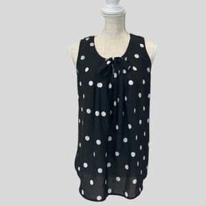 Black Polka Dot Mixed Media Top
